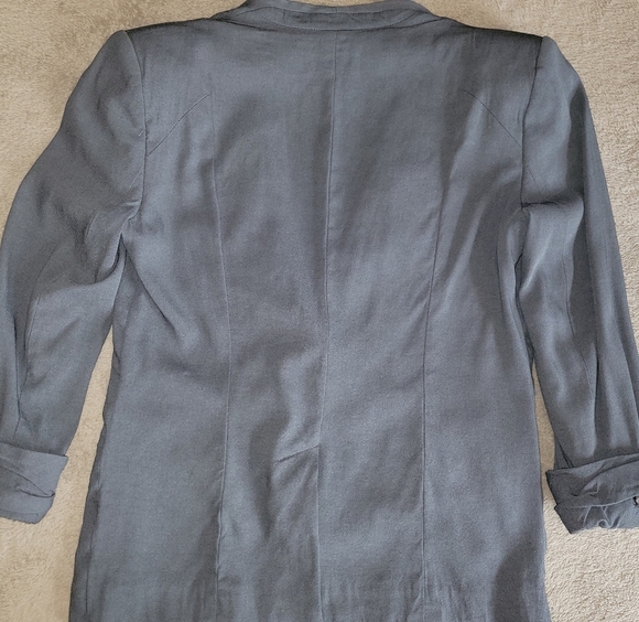 Helmut Lang Silica Crepe Roll Up Sleeve Blazer Blue Smoke size 2​ - Picture 10 of 16